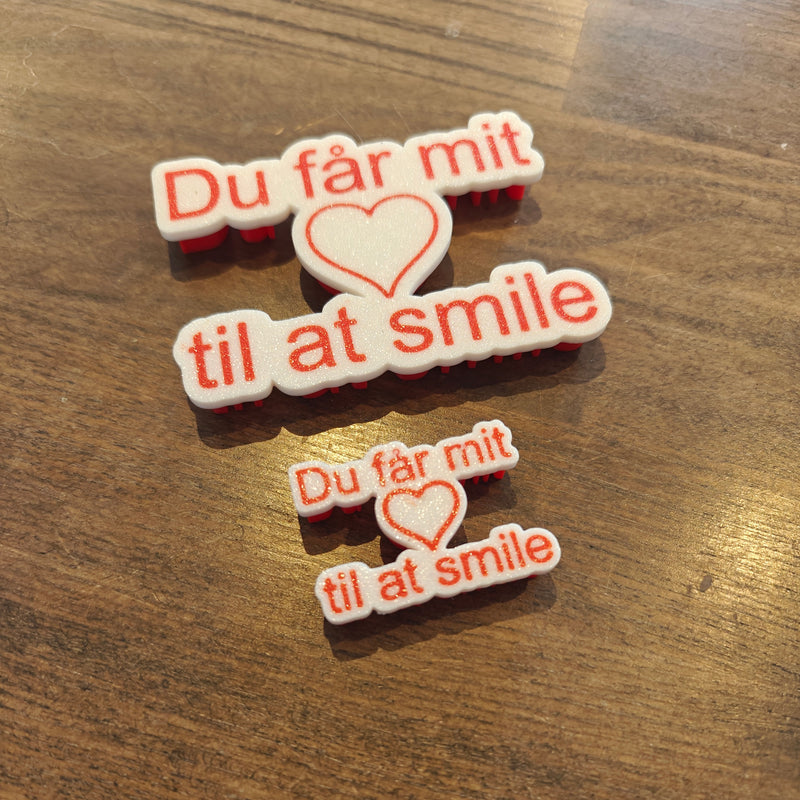 Keramik tekst - Du får mit hjerte til at smile